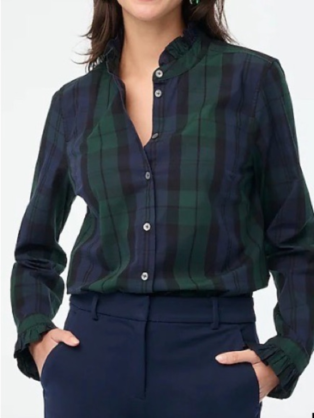 J. Crew Plaid Ruffle Button Front Shirt - NWT XXL